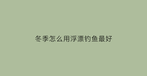 冬季怎么用浮漂钓鱼最好