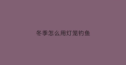 冬季怎么用灯笼钓鱼(灯笼钓法)