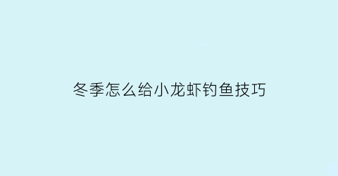 冬季怎么给小龙虾钓鱼技巧(冬季小龙虾怎么过冬)
