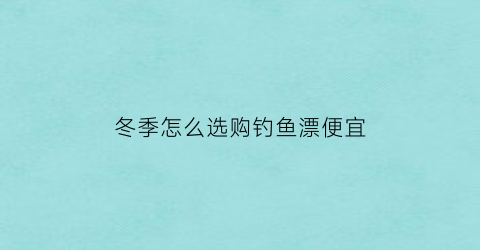 “冬季怎么选购钓鱼漂便宜(冬季钓鱼用什么漂型好)