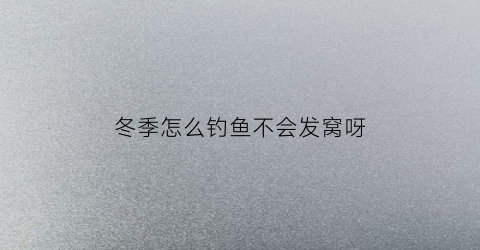冬季怎么钓鱼不会发窝呀(冬天里怎么钓鱼)