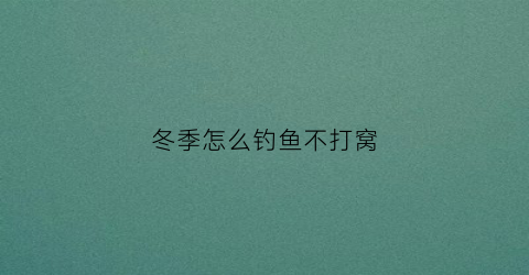 冬季怎么钓鱼不打窝(冬季钓鱼如何不冷)