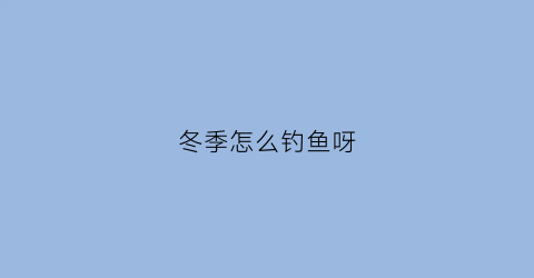 冬季怎么钓鱼呀(冬季怎么钓鱼呀最好)