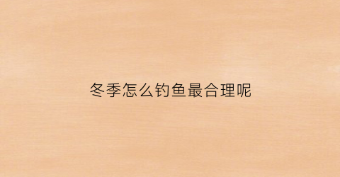 冬季怎么钓鱼最合理呢(冬季怎样钓)