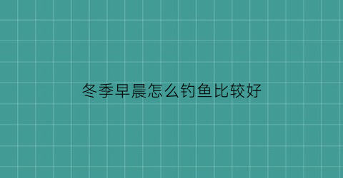 冬季早晨怎么钓鱼比较好(冬季早晨钓鱼技巧)