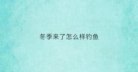 “冬季来了怎么样钓鱼(冬季该怎么钓鱼)