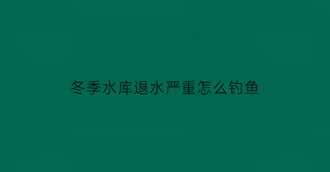 “冬季水库退水严重怎么钓鱼(冬天水库退水如何钓鱼)