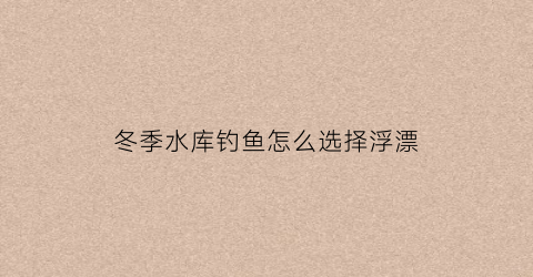 冬季水库钓鱼怎么选择浮漂