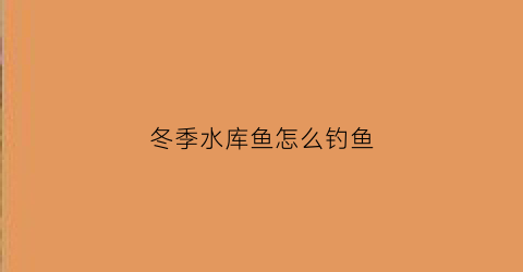 冬季水库鱼怎么钓鱼(冬季水库鱼怎么钓鱼的)