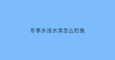 “冬季水浅水浑怎么钓鱼(冬天浅水调几钓几)