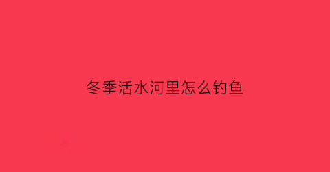 冬季活水河里怎么钓鱼(冬季活水河里怎么钓鱼呢)
