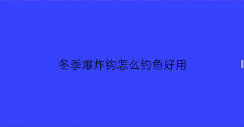 冬季爆炸钩怎么钓鱼好用