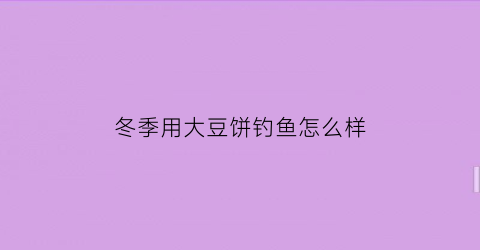 冬季用大豆饼钓鱼怎么样(冬季用大豆饼钓鱼怎么样呢)
