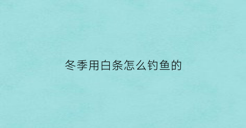冬季用白条怎么钓鱼的(冬季白条多怎么钓鲫鱼)