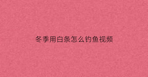 “冬季用白条怎么钓鱼视频(冬季用白条怎么钓鱼视频教程)
