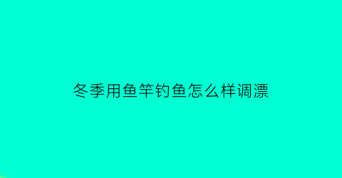 “冬季用鱼竿钓鱼怎么样调漂(冬季钓鱼用什么竿)