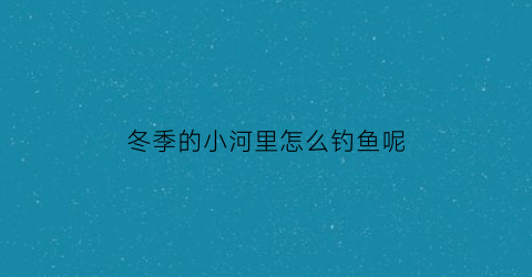 冬季的小河里怎么钓鱼呢
