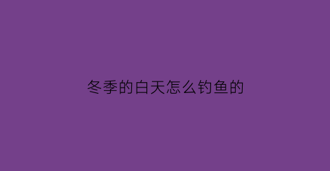 冬季的白天怎么钓鱼的(冬天白天怎么钓鲫鱼)