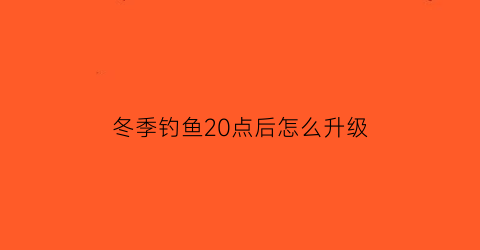 “冬季钓鱼20点后怎么升级(冬天20度钓鱼)