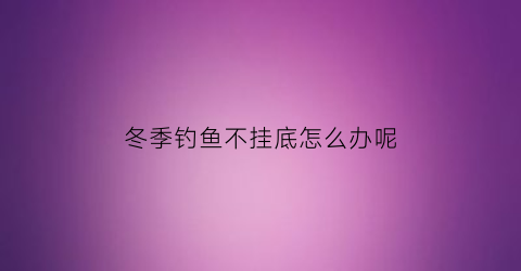 冬季钓鱼不挂底怎么办呢(冬天不钓鱼)