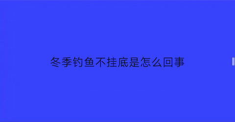 冬季钓鱼不挂底是怎么回事