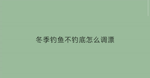 “冬季钓鱼不钓底怎么调漂(冬季钓鱼不钓底怎么调漂好)