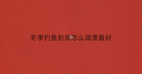 冬季钓鱼到底怎么调漂最好(冬季钓鱼应该怎么调漂)