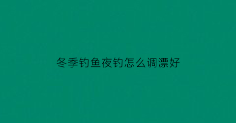 “冬季钓鱼夜钓怎么调漂好(冬季夜钓技巧与注意事项_钓鱼人必看)