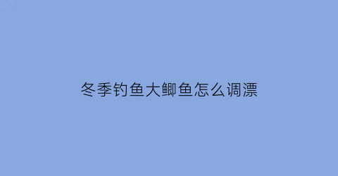 冬季钓鱼大鲫鱼怎么调漂(冬季钓鲫鱼调钓)