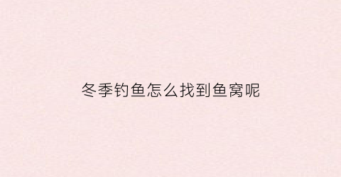 冬季钓鱼怎么找到鱼窝呢(冬季钓鱼怎样找鱼窝)