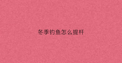 冬季钓鱼怎么提杆(如何冬天钓鱼)