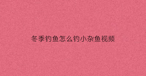 “冬季钓鱼怎么钓小杂鱼视频(冬季野钓小杂鱼太多怎么办)