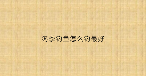冬季钓鱼怎么钓最好(冬季怎么钓鱼最合适)