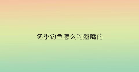 冬季钓鱼怎么钓翘嘴的