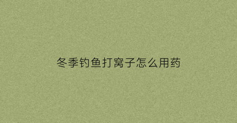 冬季钓鱼打窝子怎么用药(冬季打窝用什么饵料)
