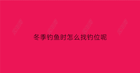 “冬季钓鱼时怎么找钓位呢(冬季钓鱼位置怎么选)