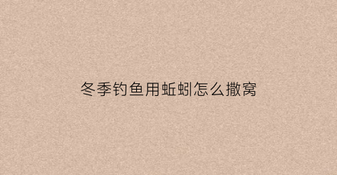 “冬季钓鱼用蚯蚓怎么撒窝(冬天用蚯蚓钓)