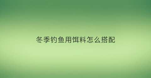 “冬季钓鱼用饵料怎么搭配(冬季钓鱼经典饵料配方)