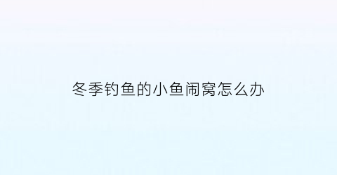 “冬季钓鱼的小鱼闹窝怎么办(初冬小鱼闹窝怎么解决)