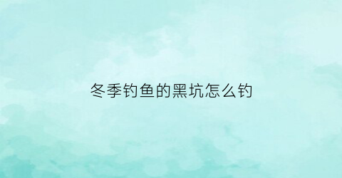 冬季钓鱼的黑坑怎么钓(冬季黑坑钓鱼技巧)