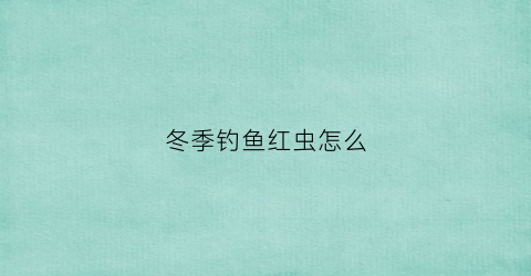 冬季钓鱼红虫怎么(冬季钓鱼红虫怎么钓)