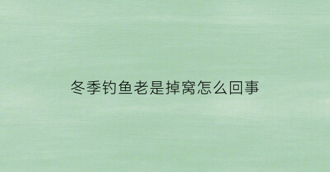 冬季钓鱼老是掉窝怎么回事