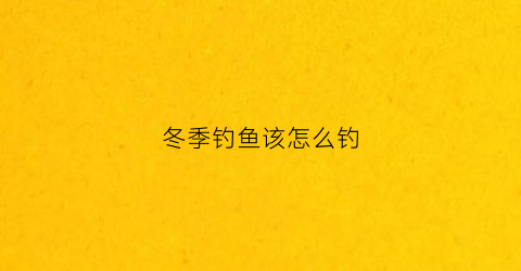 冬季钓鱼该怎么钓(冬季钓鱼怎样钓)