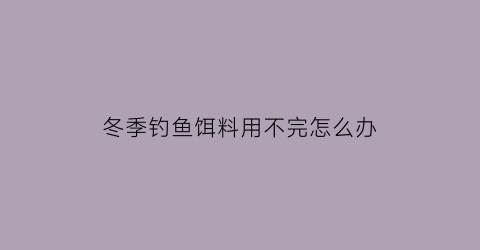 冬季钓鱼饵料用不完怎么办(冬季钓鱼饵料用不完怎么办呀)