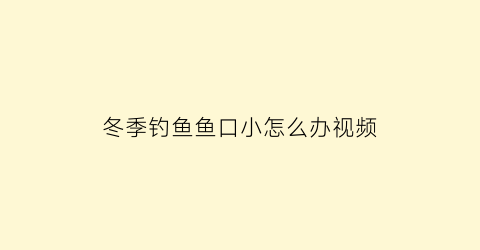 冬季钓鱼鱼口小怎么办视频