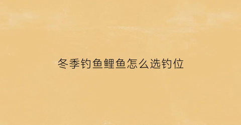 冬季钓鱼鲤鱼怎么选钓位