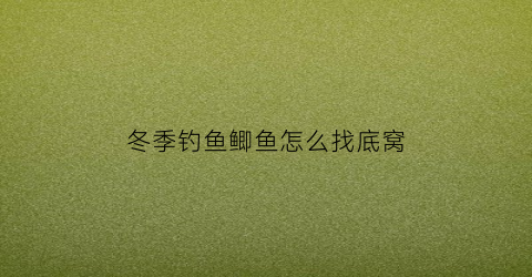 “冬季钓鱼鲫鱼怎么找底窝(冬季垂钓鲫鱼该如何打窝)