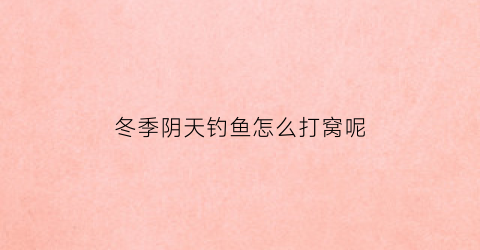 冬季阴天钓鱼怎么打窝呢(冬季阴天钓鱼技巧)