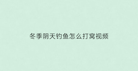 “冬季阴天钓鱼怎么打窝视频(冬季阴天钓鱼怎么打窝视频讲解)