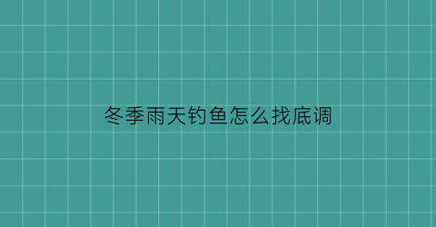 冬季雨天钓鱼怎么找底调(冬季下雨天钓鱼的技巧和位置)